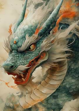 Detailed Dragon Head Illustration