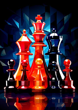 Chess Pieces Abstract Digital Art