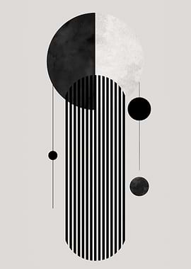 Abstract Geometric Composition in Black and White