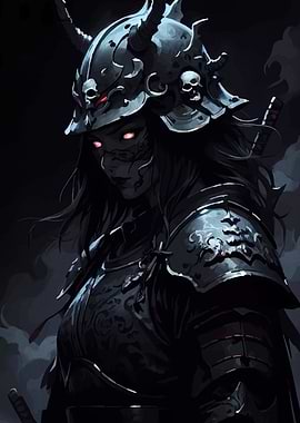 Dark Samurai Warrior with Glowing Eyes