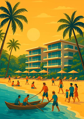 Tropical Beach Resort Scene
