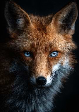 Fox Piercing Blue Eyes Poster