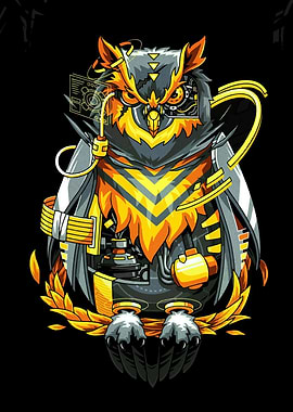 Cyberpunk Owl Illustration