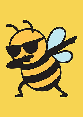 Cool Bee Dabbing Cartoon Illustration