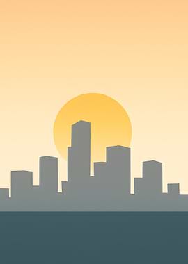 Cityscape Silhouette at Sunset