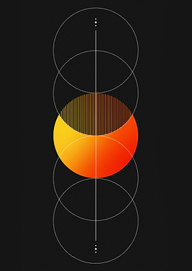 Abstract Orange Circle with Geometric Elements