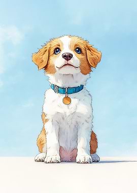 Cute Puppy with Blue Collar