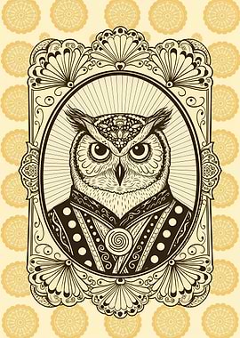 Festive Owl with Marigold Mandala Frame
