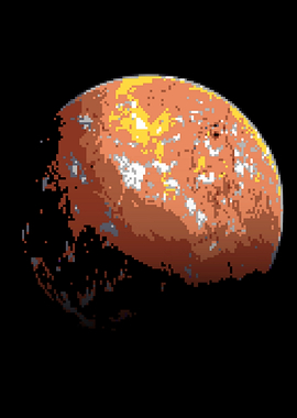Pixelated Planet Tatooine in Space from Starwars