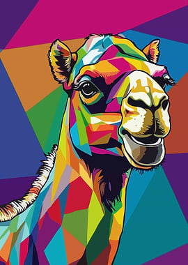 Colorful Camel Pop Art Portrait