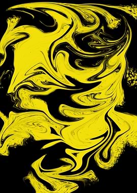 Yellow Abstract Face on Black