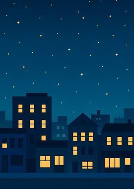 Night Cityscape with Stars