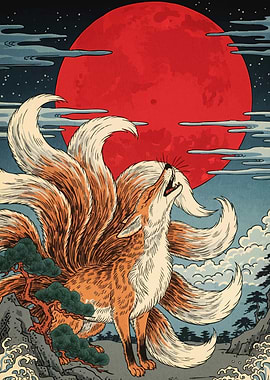 Nine-tailed Fox Howling Moon