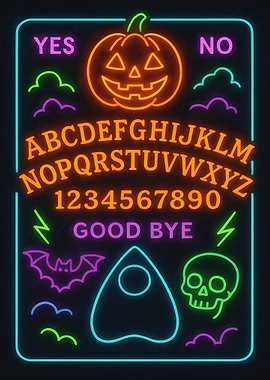 Neon Halloween Spirit Board
