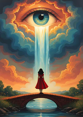 Surreal Eye Waterfall Landscape