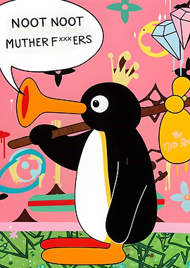 Pingu Noot Noot Graffiti Art