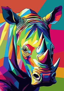 Colorful Rhinoceros Portrait