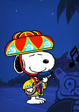 Snoopy serenades under the moonlight