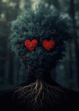 Tree Person with Heart Eyes
