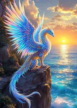 Iridescent Dragon Cliff Sunset