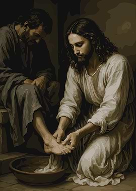 Jesus Washing Feet Painting
