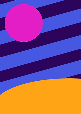 Abstract Landscape with Stripes and Circle