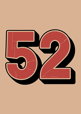 Retro Number 52 Illustration