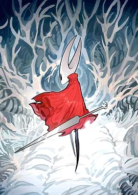 Hornet from Hollow Knight in forest