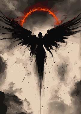 Dark Angel with Fiery Halo