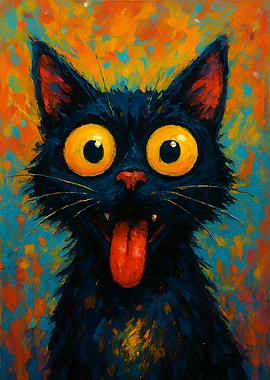 Whimsical Black Cat Portrait