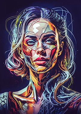 Vintage Futuristic Portrait of a Woman