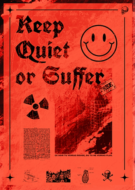 Keep Quiet or Suffer Red Poster