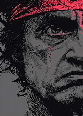 Rambo Portrait with Red Accents