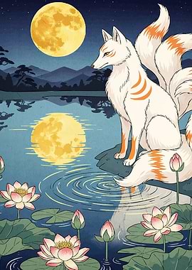 Nine-tailed fox lotus pond