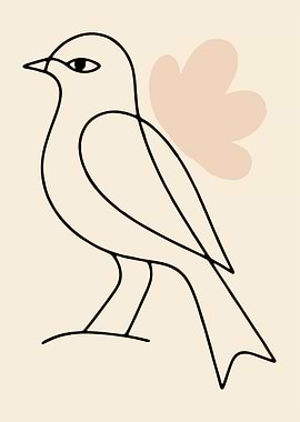 Minimalist Bird Line Art Illustration