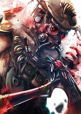 Steampunk Character with Mask and Armor