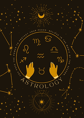 Astrology Zodiac Signs Golden Illustration