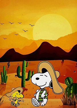 Snoopy and Woodstock in the Desert