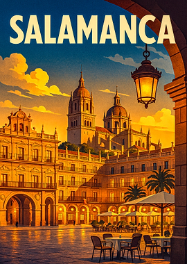 Salamanca Cityscape Travel Poster
