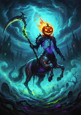 Halloween Centaur with Pumpkin Head