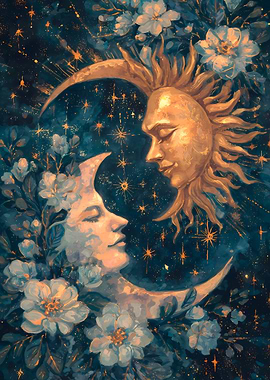 Sun and Moon Floral Embrace