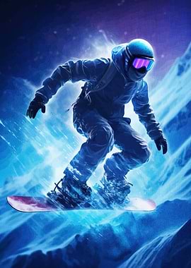 Snowboarder Action Snowy Mountain
