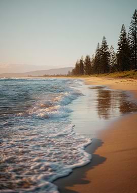 Golden Beach Waves at Sunset