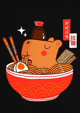 Capybara Ramen Bowl Illustration