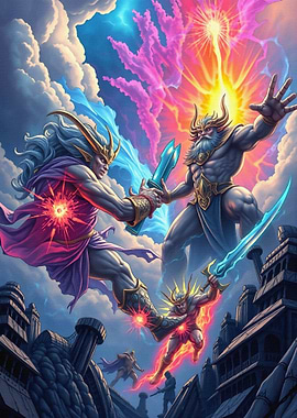 Epic Fantasy Battle with Swords and Magic