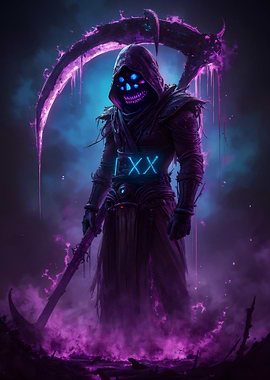 Neon Grim Reaper with Scythe