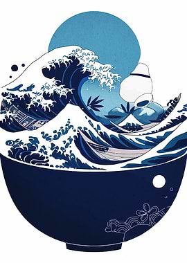 Ramen Bowl with Great Wave Kanagawa