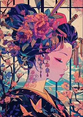 Geisha with Floral Hair Ornament