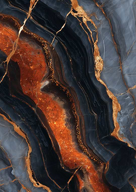 Abstract Marble Texture with Gold Veins