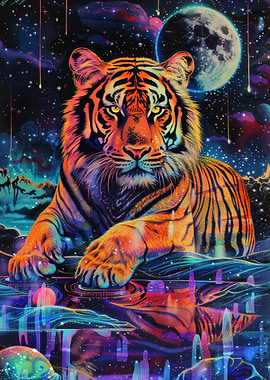 Psychedelic Tiger in Space